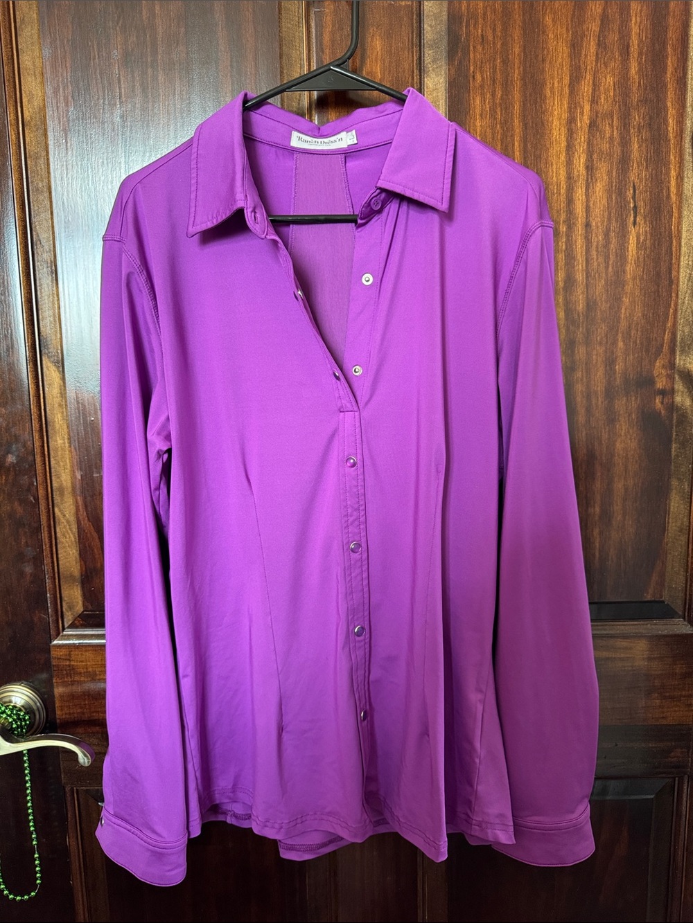 Large Ranch Dress’n Vented Performance Rodeo Shirt Bright Purple - Picture 2 of 6
